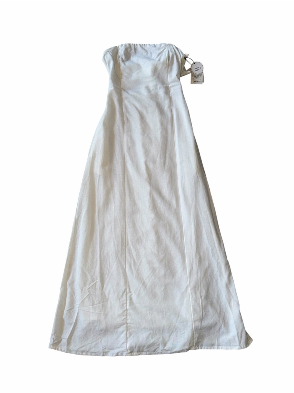 Japna White Linen Blend Strapless Tie back Closure Size S NWT